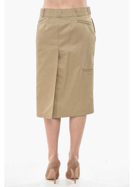 Fuste lungi Maison Margiela Mm1 Cotton-Blend Midi Skirt With Darts Beige Femei (BM 19752926) 2