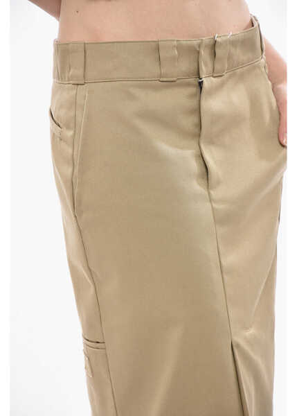 Fuste lungi Maison Margiela Mm1 Cotton-Blend Midi Skirt With Darts Beige Femei (BM 19752926) 3