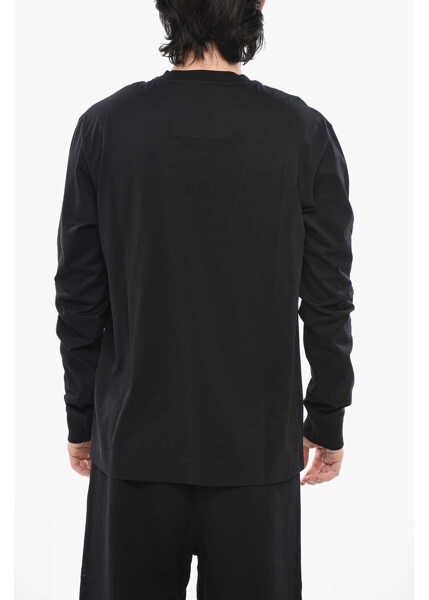 Tricouri Givenchy Cotton Crewneck T-Shirt With Embroidered Logo Black Barbati (BM 19752929) 2