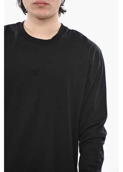 Tricouri Givenchy Cotton Crewneck T-Shirt With Embroidered Logo Black Barbati (BM 19752929) 3