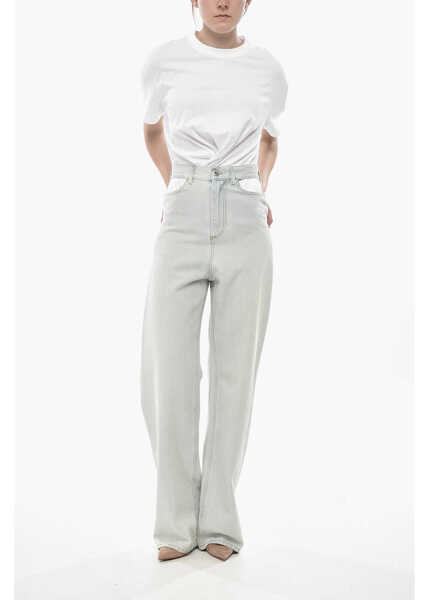 Blugi drepti Maison Margiela Mm1 Straight-Leg Jeans With 25Cm Cut-Out Light Blue Femei (BM 19753016) 4