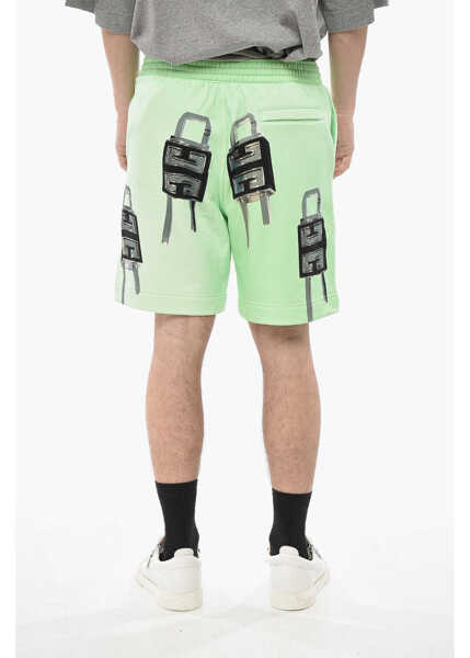 Pantaloni scurti Givenchy Brushed Cotton Shorts Lock With Print Green Barbati (BM 19753037) 2