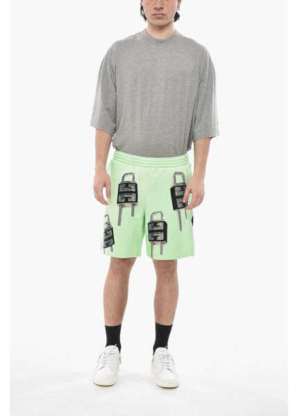 Pantaloni scurti Givenchy Brushed Cotton Shorts Lock With Print Green Barbati (BM 19753037) 4