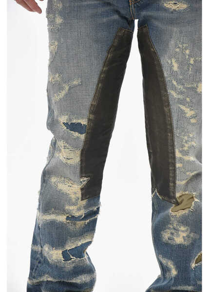 Blugi drepti Givenchy Distressed Regular Fit Jeans With Patches 20Cm Light Blue Barbati (BM 19753043) 3