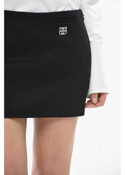 Fuste scurte Givenchy Linen-Blend Mini Skirt Liquid With Side Zip Black Femei (BM 19753046) 3