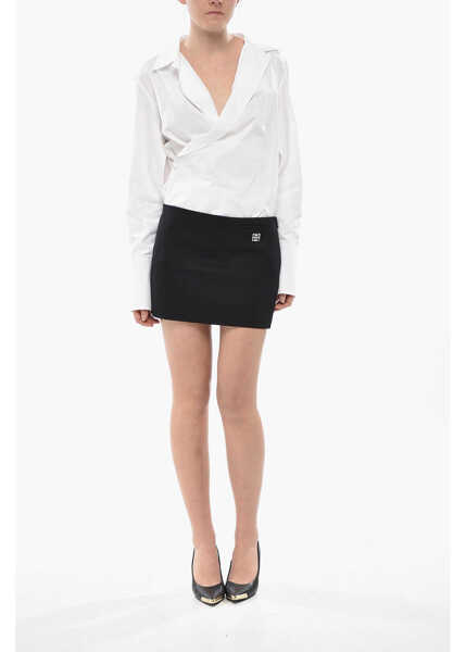 Fuste scurte Givenchy Linen-Blend Mini Skirt Liquid With Side Zip Black Femei (BM 19753046) 4