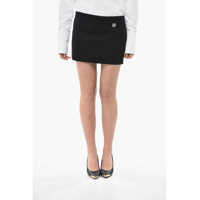 Fuste scurte Linen-Blend Mini Skirt Liquid With Side Zip Femei