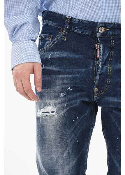 Blugi slim fit DSQUARED2 Jeans Cool Guy Vintage Effect With Leather Patch 16Cm Blue Barbati (BM 19753052) 3