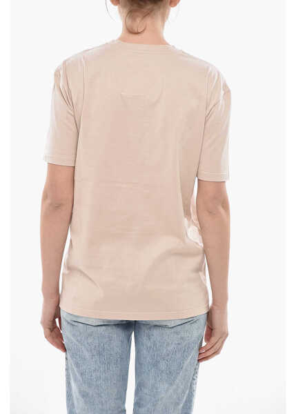 Tricouri Givenchy Cotton Crewneck T-Shirt With Front Stmpa And Crystals Pink Femei (BM 19753061) 2