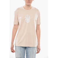 Tricouri Cotton Crewneck T-Shirt With Front Stmpa And Crystals Femei