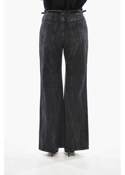 Blugi drepti Givenchy Wide Leg Jeans With Raw Hem Detail And 30Cm Belt Black Femei (BM 19753073) 2