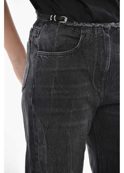 Blugi drepti Givenchy Wide Leg Jeans With Raw Hem Detail And 30Cm Belt Black Femei (BM 19753073) 3