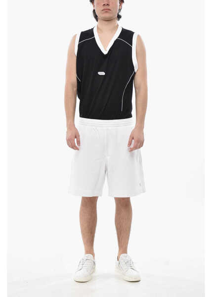 Pantaloni scurti Givenchy Cotton Shorts With Lurex Logo White Barbati (BM 19753079) 4