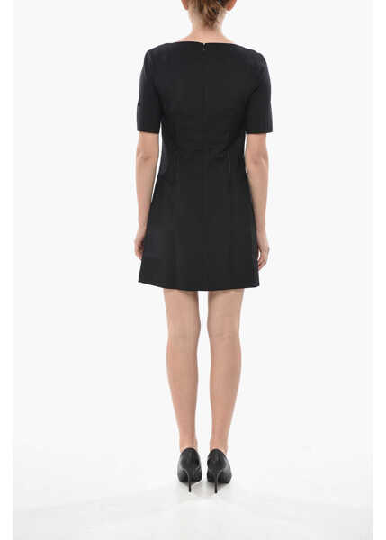 Rochii scurte Givenchy Short-Sleeve Sheath Dress With Front Logo Black Femei (BM 19753082) 2