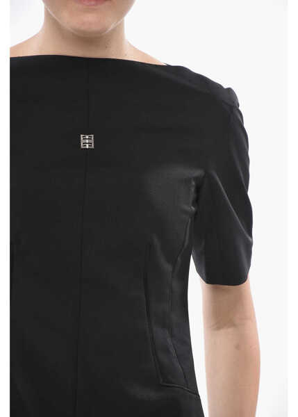 Rochii scurte Givenchy Short-Sleeve Sheath Dress With Front Logo Black Femei (BM 19753082) 3