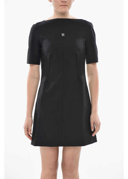 Rochii scurte Givenchy Short-Sleeve Sheath Dress With Front Logo Black Femei (BM 19753082) 4