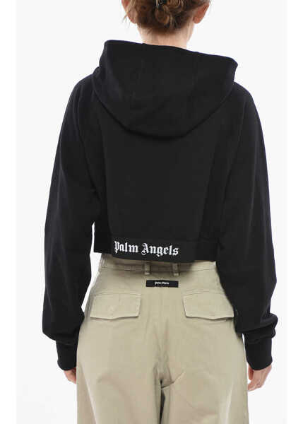 Bluze de trening Palm Angels Half-Zip Hoodie Classic Logo With Logo Elastic Band Black Femei (BM 19753088) 2