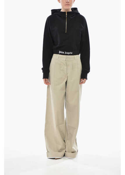 Bluze de trening Palm Angels Half-Zip Hoodie Classic Logo With Logo Elastic Band Black Femei (BM 19753088) 4