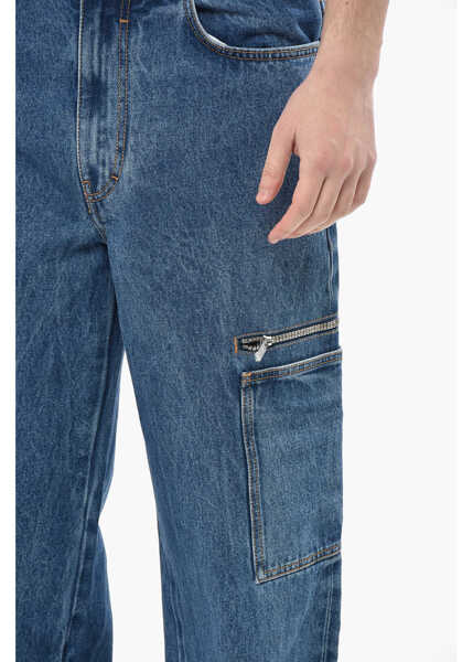 Blugi drepti Givenchy Medium Wash Denim Cargo Straight-Fit Jeans 21Cm Blue Barbati (BM 19753094) 3