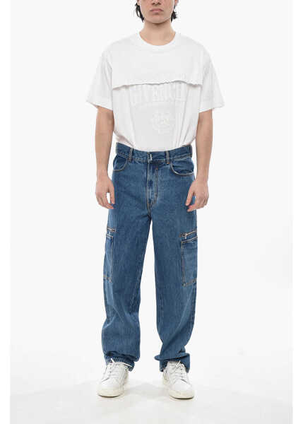 Blugi drepti Givenchy Medium Wash Denim Cargo Straight-Fit Jeans 21Cm Blue Barbati (BM 19753094) 4