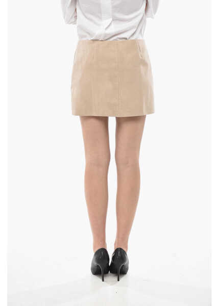 Fuste casual Givenchy Suede Wrap Skirt With Logo Buttons Beige Femei (BM 19753097) 2