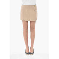 Fuste casual Suede Wrap Skirt With Logo Buttons Femei