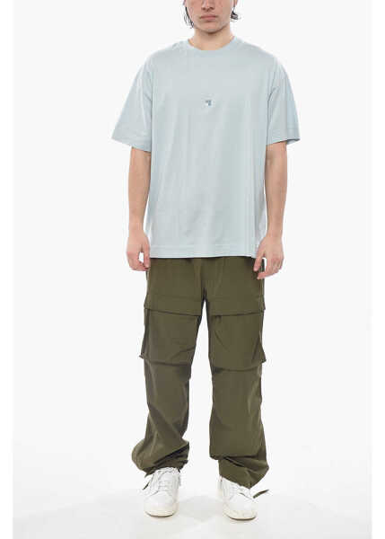 Tricouri Givenchy Cotton Crewneck T-Shirt With Embroidered Logo Light Blue Barbati (BM 19753100) 4