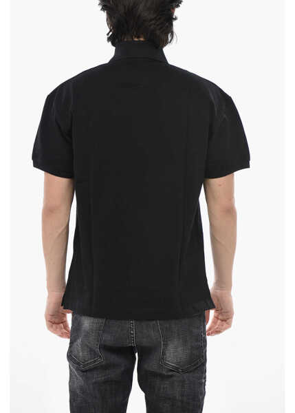 Tricouri Polo Palm Angels Cotton Piqu Polo With Tone-On-Tone Monogram Black Barbati (BM 19753103) 2