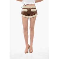 Pantaloni scurti Vegan Leather Shorts With Faux-Fur Lining Femei