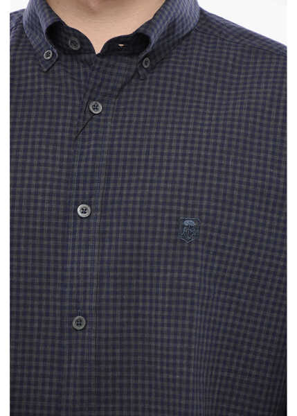 Camasi casual CORNELIANI Id Checked Shirt With Button-Down Collar Blue Barbati (BM 19753112) 3