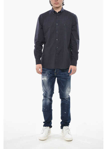 Camasi casual CORNELIANI Id Checked Shirt With Button-Down Collar Blue Barbati (BM 19753112) 4