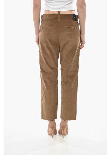 Pantaloni casual DSQUARED2 Ribbed Velour Trousers Dennis Fit Brown Femei (BM 19753115) 2