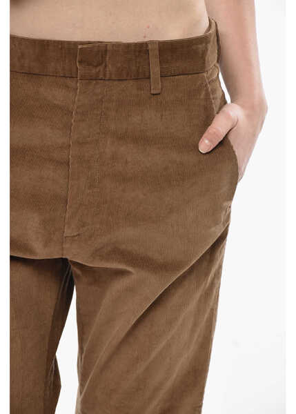 Pantaloni casual DSQUARED2 Ribbed Velour Trousers Dennis Fit Brown Femei (BM 19753115) 3