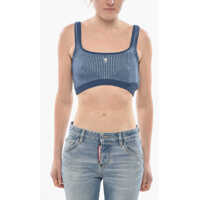 Bluze Crop Top 2Tone Ribbed Knit Femei