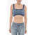 Palm Angels Crop Top 2Tone Ribbed Knit Blue
