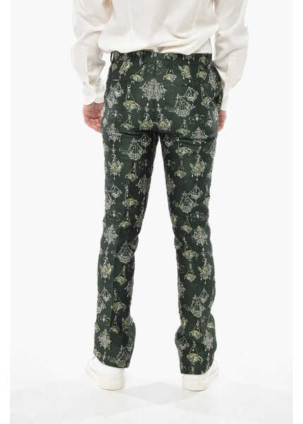 Pantaloni casual Givenchy 4-Pocket Chandelier Trousers In Silk-Blend Jacquard Green Barbati (BM 19753211) 2
