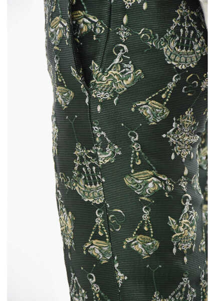 Pantaloni casual Givenchy 4-Pocket Chandelier Trousers In Silk-Blend Jacquard Green Barbati (BM 19753211) 3