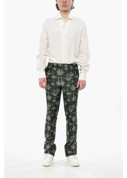 Pantaloni casual Givenchy 4-Pocket Chandelier Trousers In Silk-Blend Jacquard Green Barbati (BM 19753211) 4