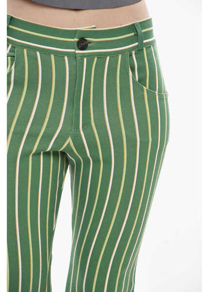 Pantaloni casual Marni 5-Pocket Striped Stretch Trousers Vertical Green Femei (BM 19753214) 3