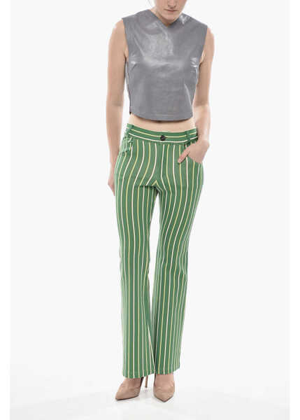 Pantaloni casual Marni 5-Pocket Striped Stretch Trousers Vertical Green Femei (BM 19753214) 4