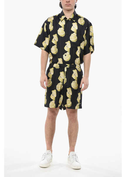 Pantaloni scurti Givenchy Silk Shorts Lemon With Elasticated Waist Black Barbati (BM 19753217) 4