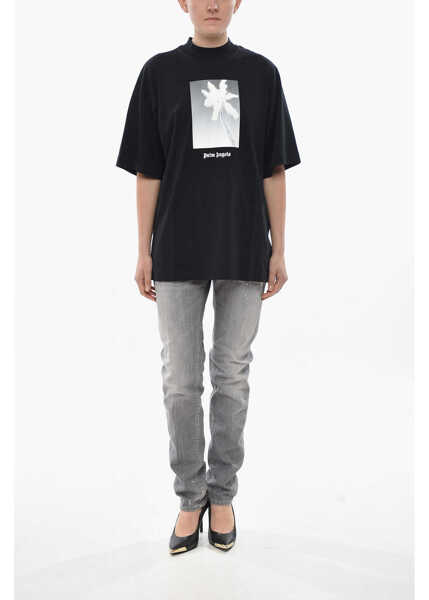 Tricouri Palm Angels Loose Fit T-Shirt Solarized With Front Print Black Femei (BM 19753223) 4