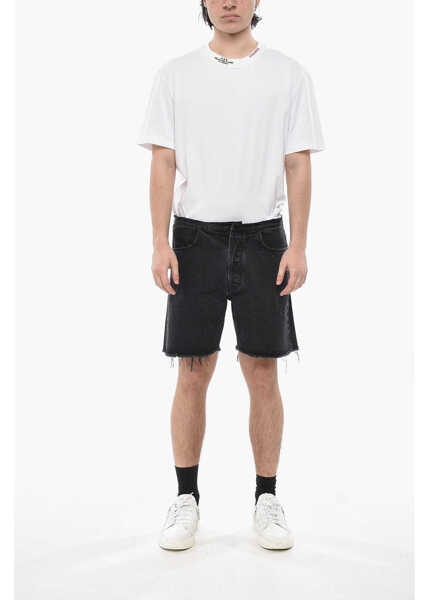 Pantaloni scurti Givenchy Denim Shorts With Raw Hem Black Barbati (BM 19753226) 4