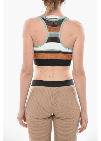 Bluze Palm Angels Lurex Knit Crop Top With Striped Pattern And Logo Elastic Ba Multicolor Femei (BM 19753235) 2