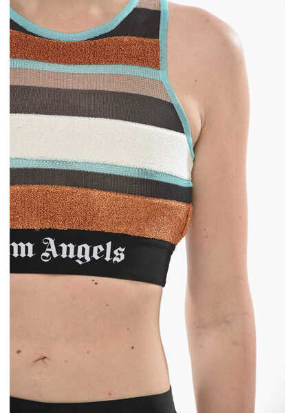 Bluze Palm Angels Lurex Knit Crop Top With Striped Pattern And Logo Elastic Ba Multicolor Femei (BM 19753235) 3