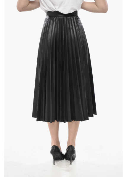 Fuste lungi Maison Margiela Mm6 Eco-Leather Midi Pliss Skirt Black Femei (BM 19753250) 2