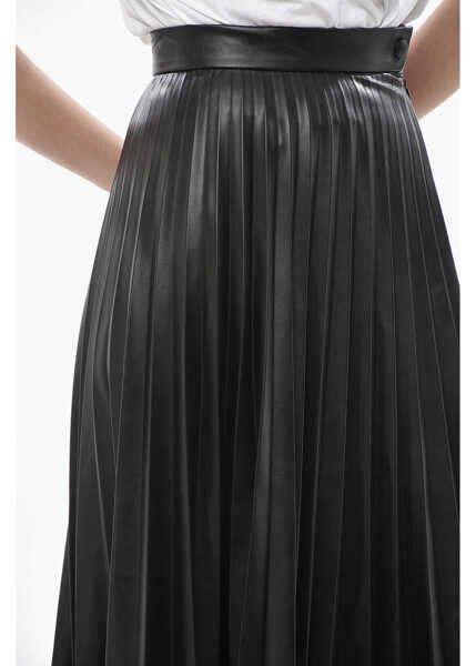 Fuste lungi Maison Margiela Mm6 Eco-Leather Midi Pliss Skirt Black Femei (BM 19753250) 3