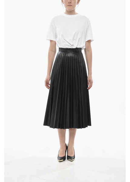 Fuste lungi Maison Margiela Mm6 Eco-Leather Midi Pliss Skirt Black Femei (BM 19753250) 4