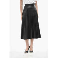 Fuste lungi Mm6 Eco-Leather Midi Pliss&eacute; Skirt Femei