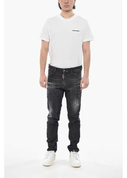 Blugi drepti DSQUARED2 Stretch Denim Jeans Cool Guy With Vintage Effect 17Cm Black Barbati (BM 19753253) 4